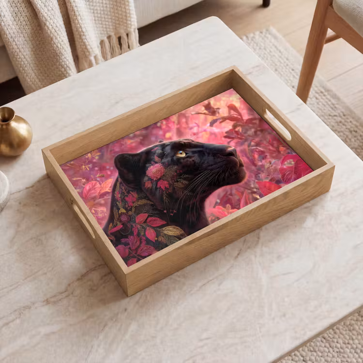 Tray - Leopard - Flowers - Pink — 2
