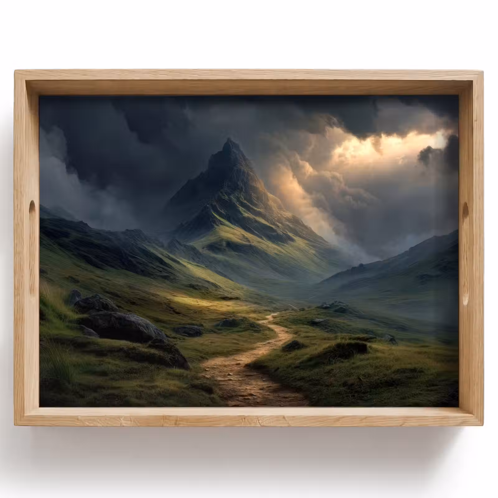 Tray - Mountains - Winding Path - Green - Clouds — 1