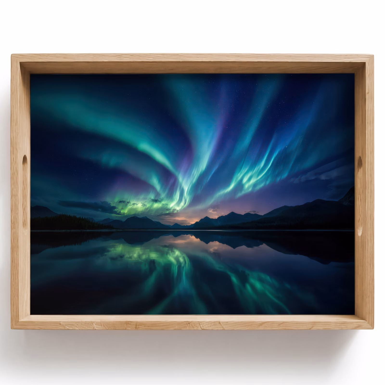 Tray - Northern Lights - Colorful - Mountain Lake — 1