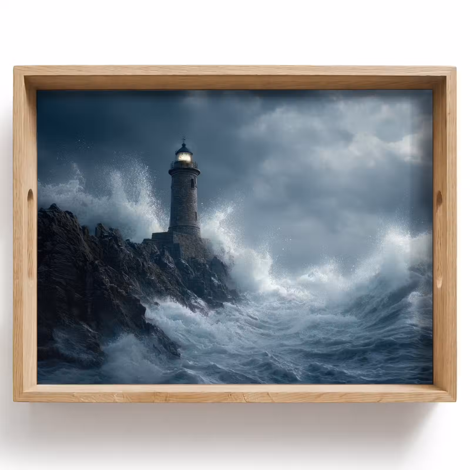Tray - Rocks - Lighthouse - Waves - Cliffs — 1