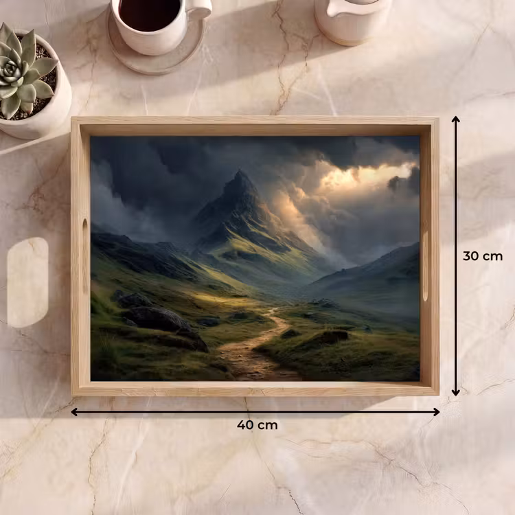 Tray - Mountains - Winding Path - Green - Clouds — 8