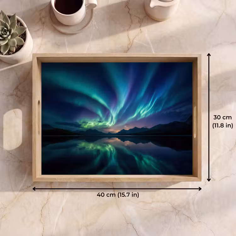 Tray - Northern Lights - Colorful - Mountain Lake — 7
