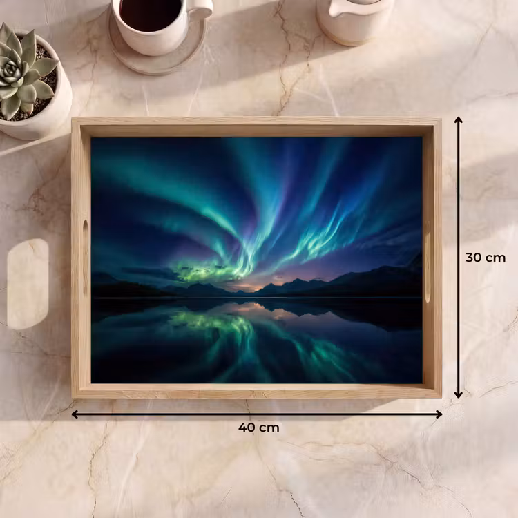 Tray - Northern Lights - Colorful - Mountain Lake — 8