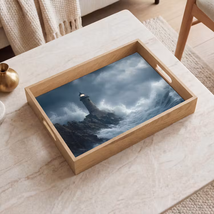 Tray - Rocks - Lighthouse - Waves - Cliffs — 2