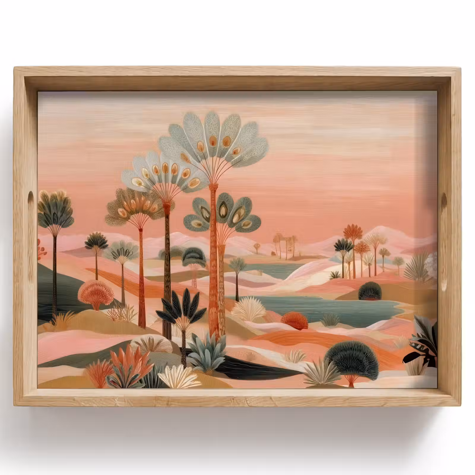 Tray - Pink landscape - Palms - Water — 1