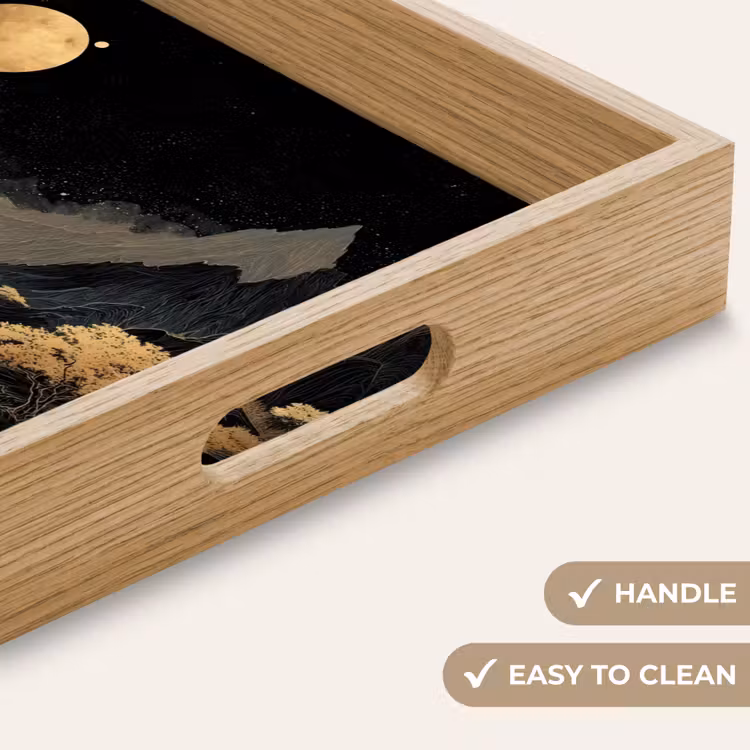 Tray - Golden river - Mountains - Moon - Starry sky — 9