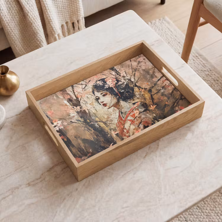 Tray - Kimono - Woman - cherry trees — 2