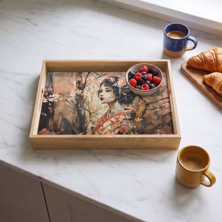 Tray - Kimono - Woman - cherry trees — 3