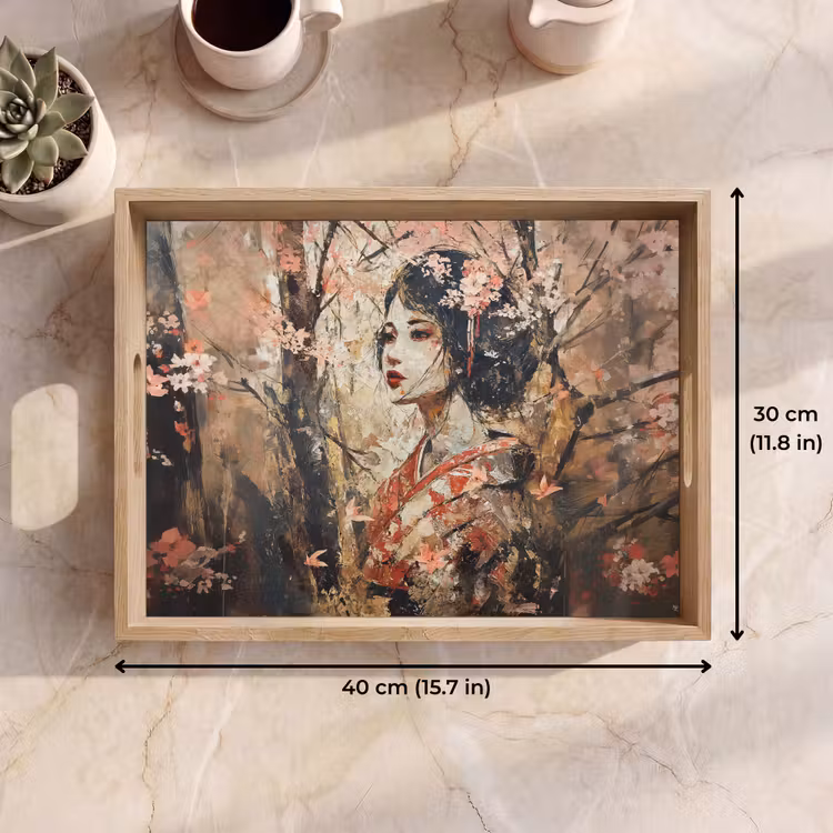 Tray - Kimono - Woman - cherry trees — 7