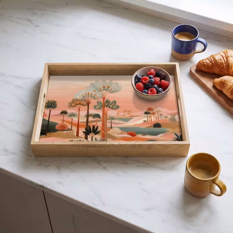Tray - Pink landscape - Palms - Water — 3