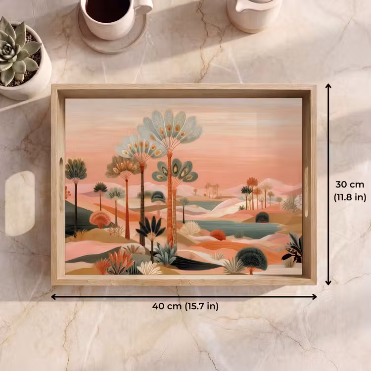 Tray - Pink landscape - Palms - Water — 7