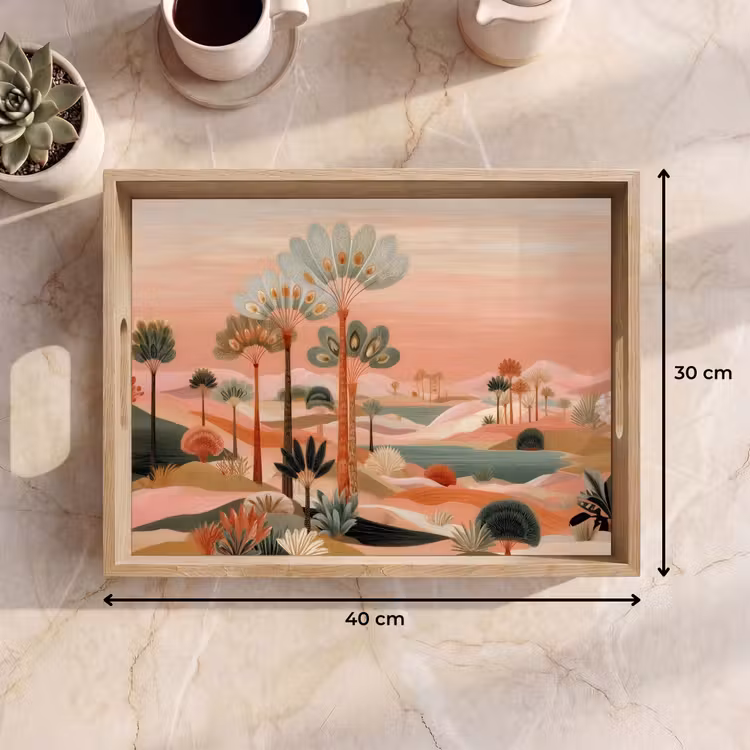 Tray - Pink landscape - Palms - Water — 8