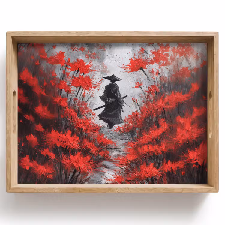 Tray - Red flowers - misty - Man — 1