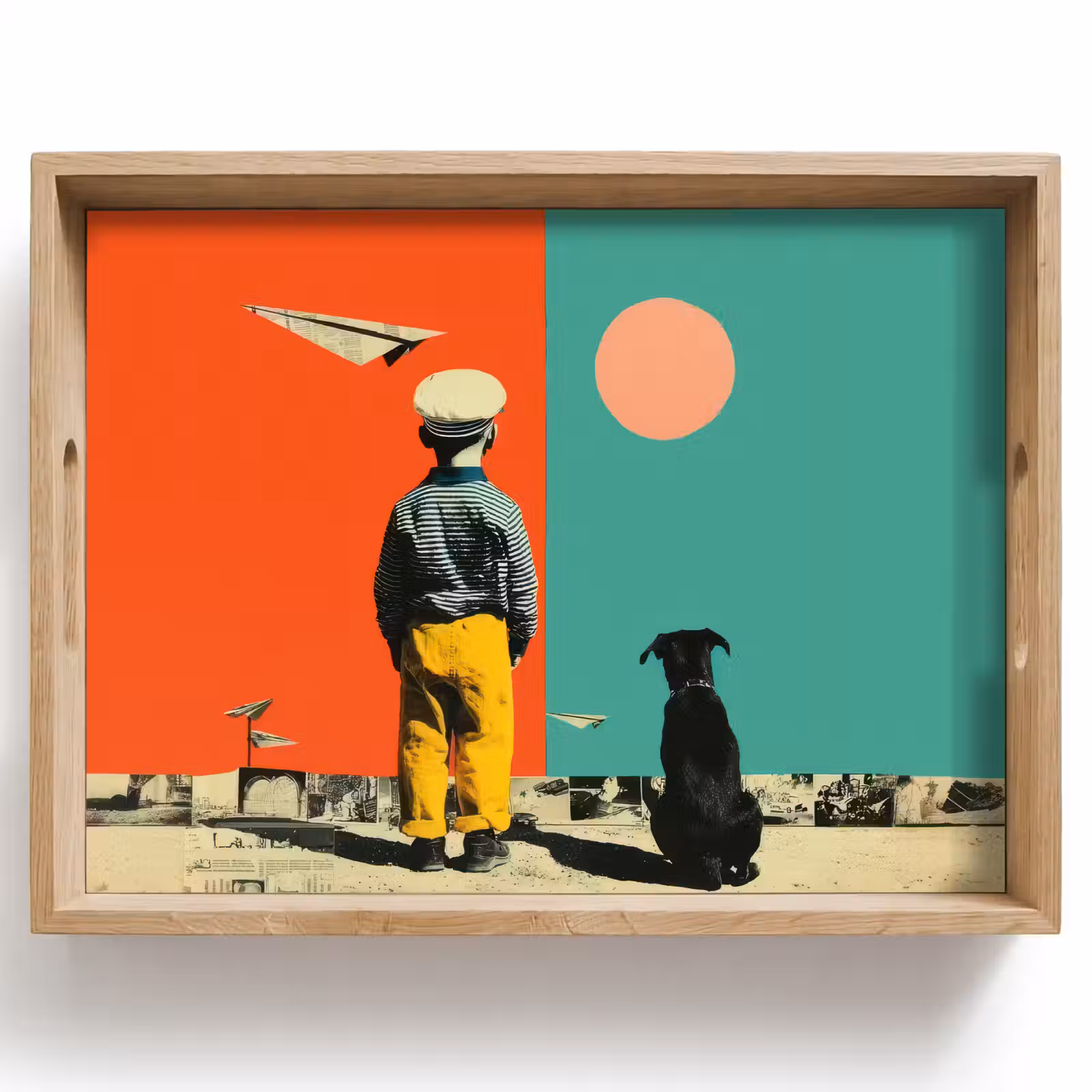 Tray - Retro - Boy - Dog - Red - Green — 1
