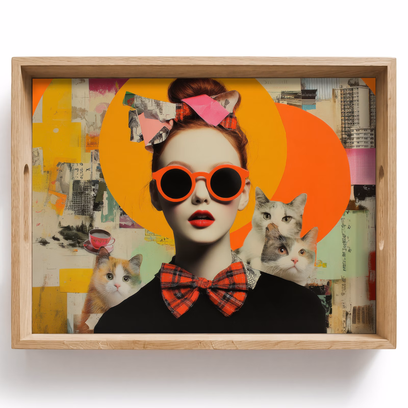 Tray - Woman - Glasses - Bow tie - Retro — 1