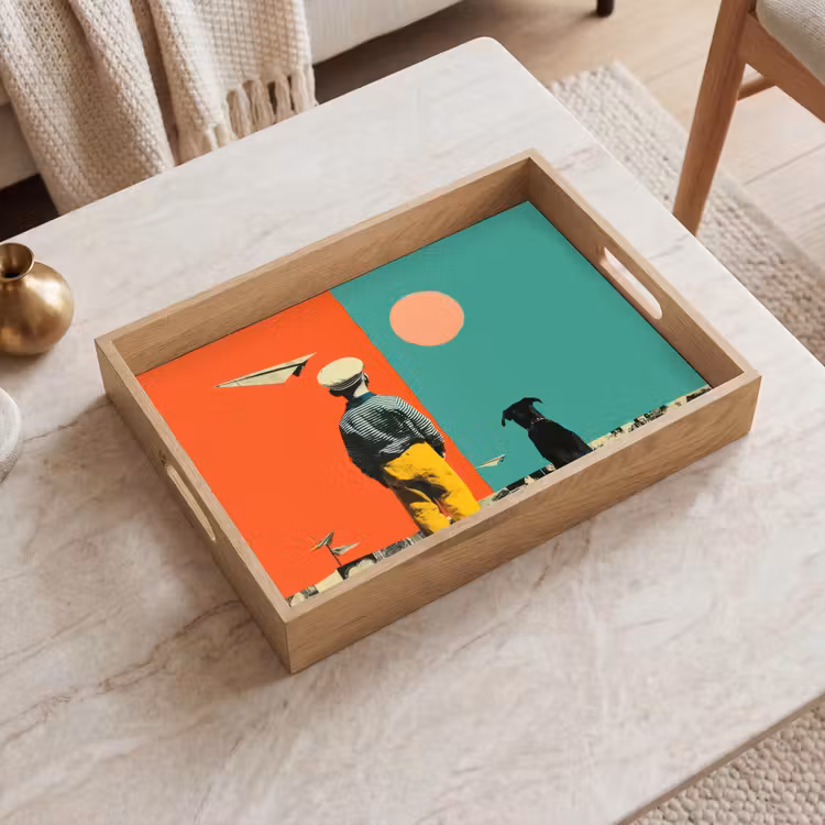 Tray - Retro - Boy - Dog - Red - Green — 2