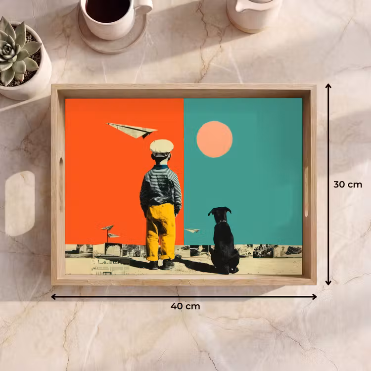 Tray - Retro - Boy - Dog - Red - Green — 8