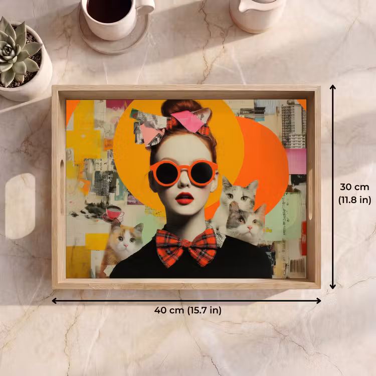 Tray - Woman - Glasses - Bow tie - Retro — 7