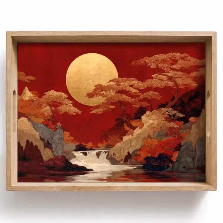 Tray - Full moon - Landscape - Waterfall — 1
