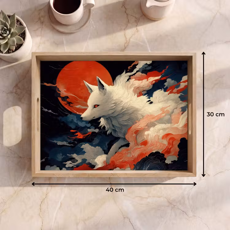Tray - White fox - clouds - moon — 8