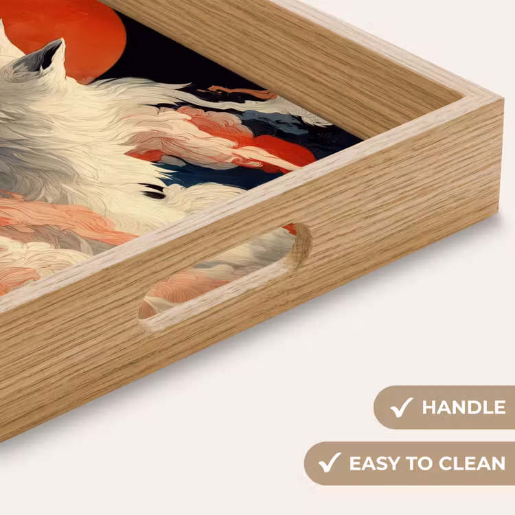Tray - White fox - clouds - moon — 9