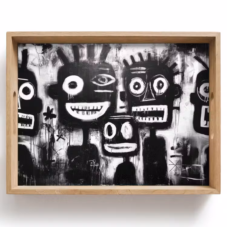 Tray - Painting - Figures - Black - Abstract — 1