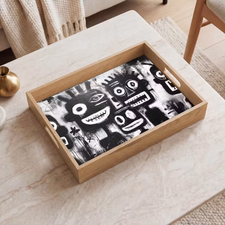 Tray - Painting - Figures - Black - Abstract — 2