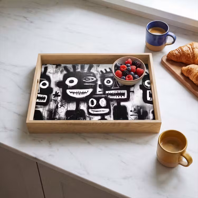 Tray - Painting - Figures - Black - Abstract — 3