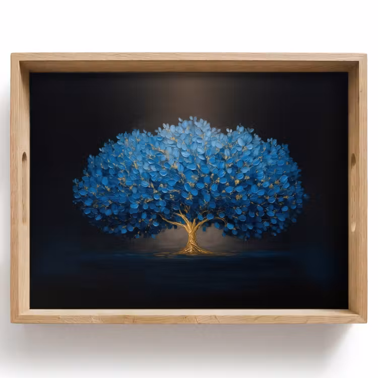 Tray - Tree - Blue - Leaves - Brush strokes — 1