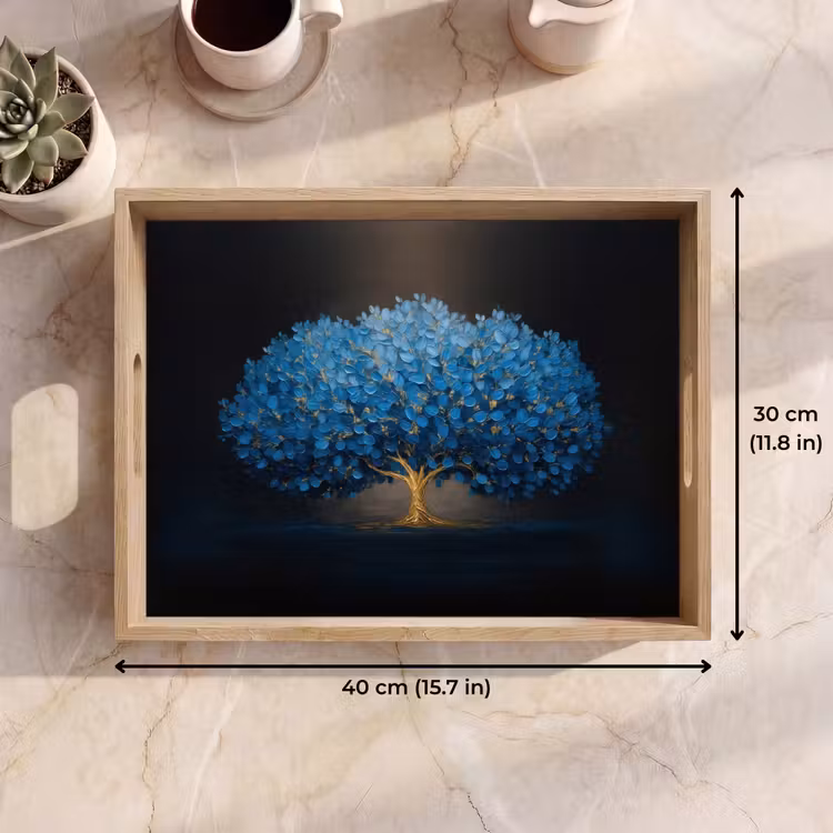 Tray - Tree - Blue - Leaves - Brush strokes — 7