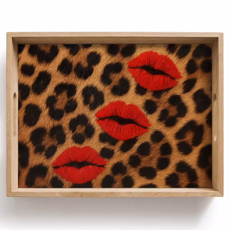 Tray - Lips - Three - Red - Panther print — 1