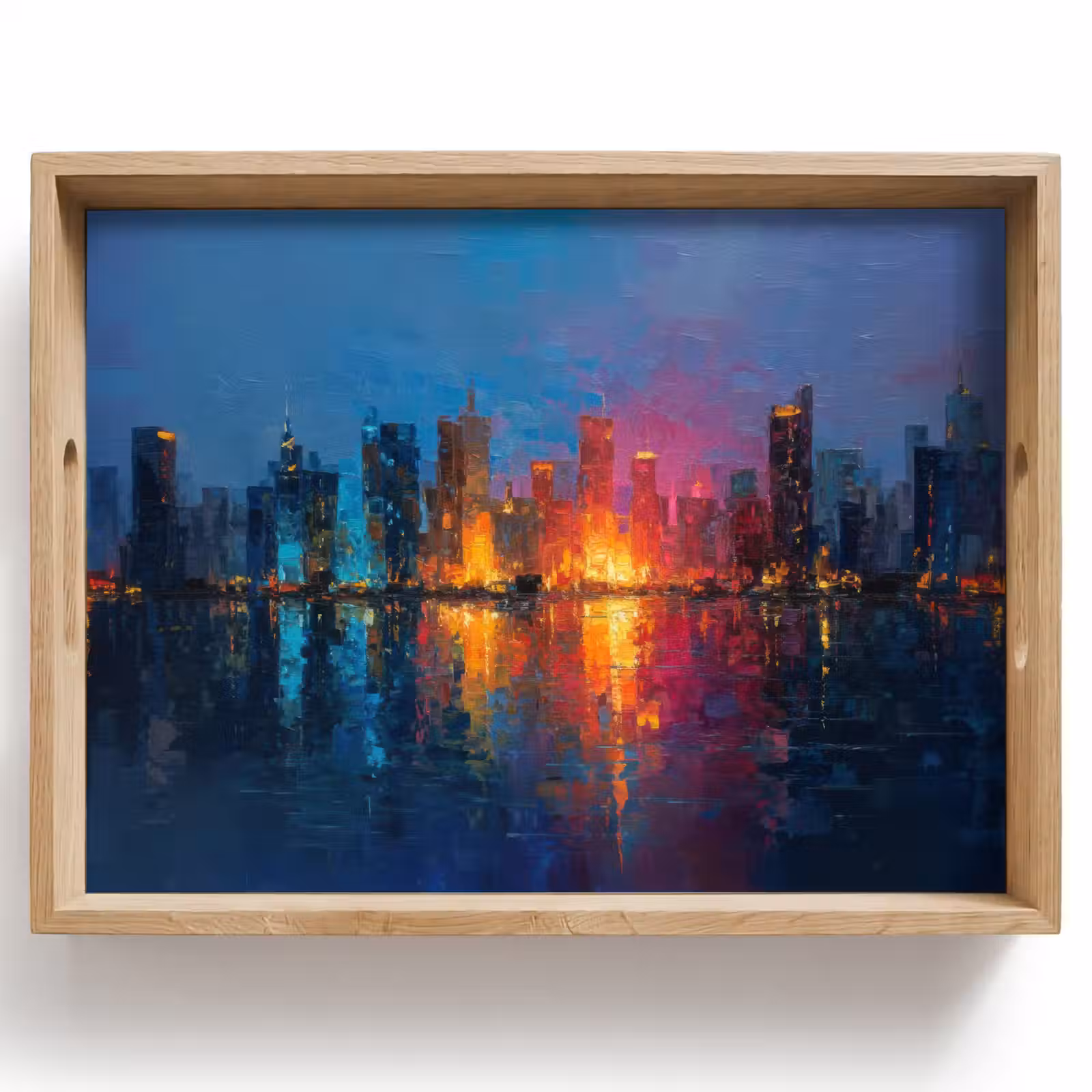 Tray - Skyline - Brush strokes - Dark blue - Luminous — 1