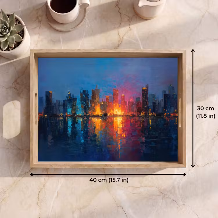 Tray - Skyline - Brush strokes - Dark blue - Luminous — 7