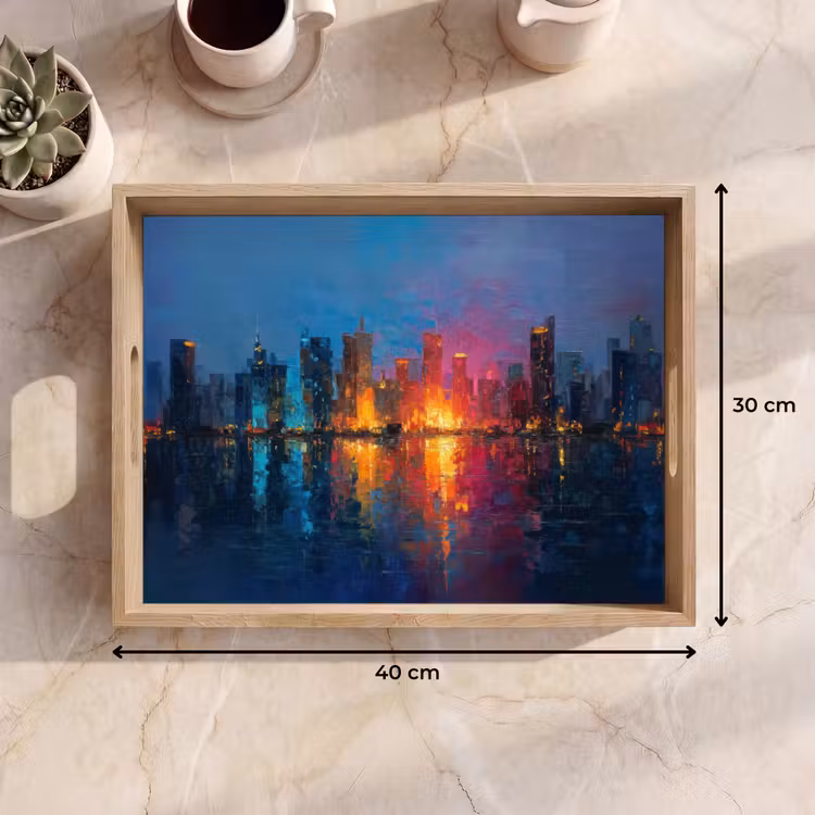 Tray - Skyline - Brush strokes - Dark blue - Luminous — 8