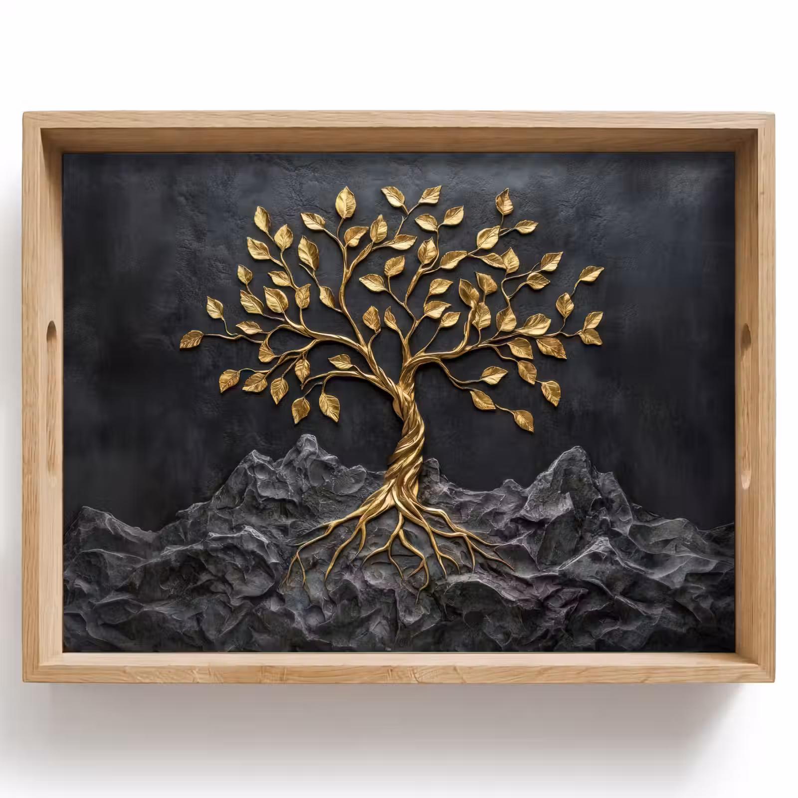 Tray - Leaves - Gold - Tree - Rock — 1