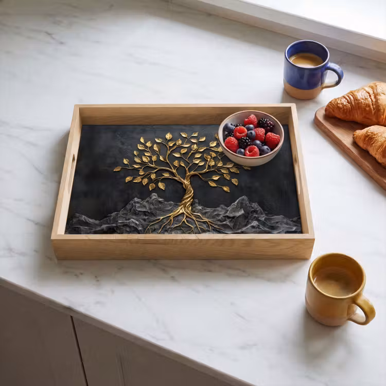 Tray - Leaves - Gold - Tree - Rock — 3