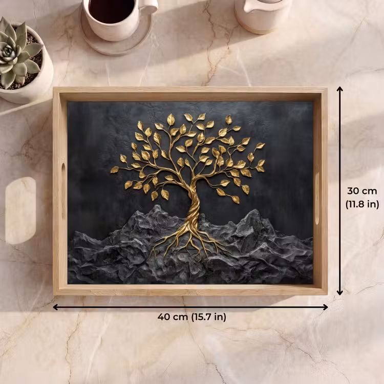 Tray - Leaves - Gold - Tree - Rock — 7