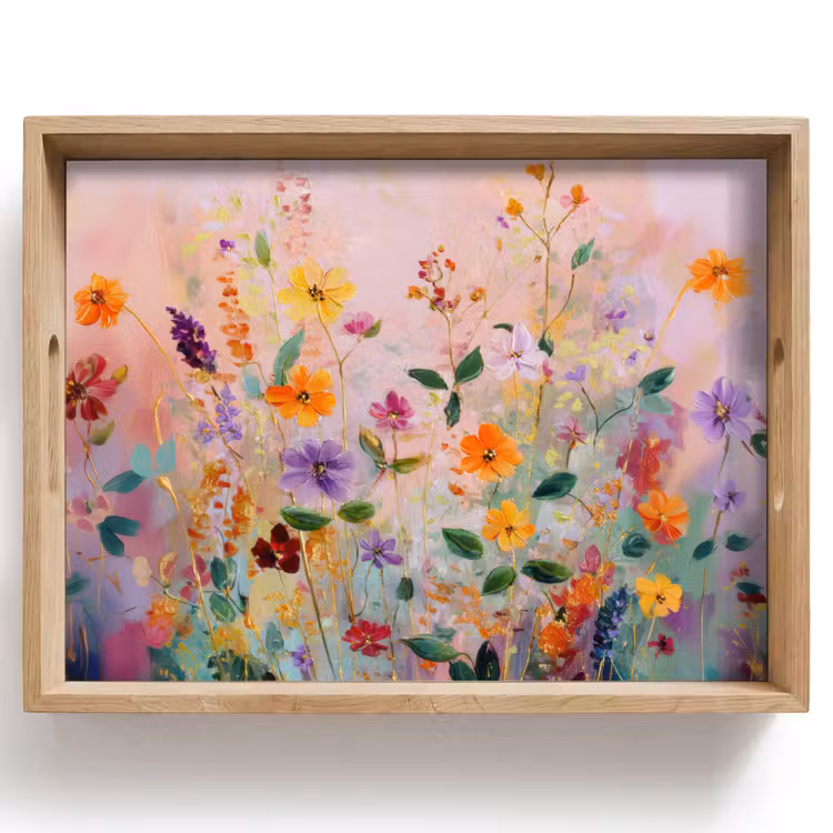Tray - Painting - Flowers - Abstract - Colorful — 1