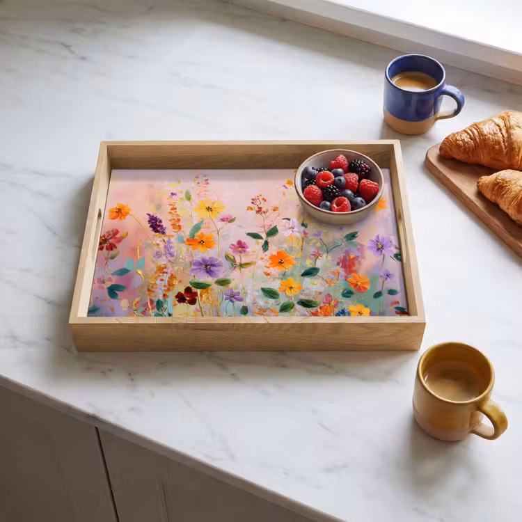 Tray - Painting - Flowers - Abstract - Colorful — 3