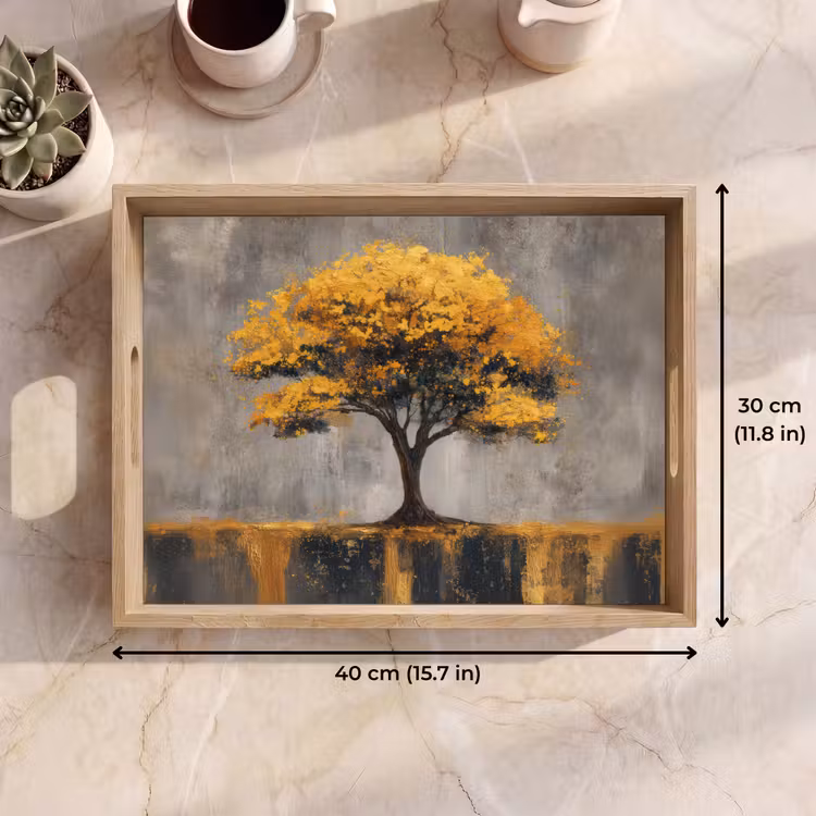 Tray - Tree - Leaves - Gold - Abstract — 7
