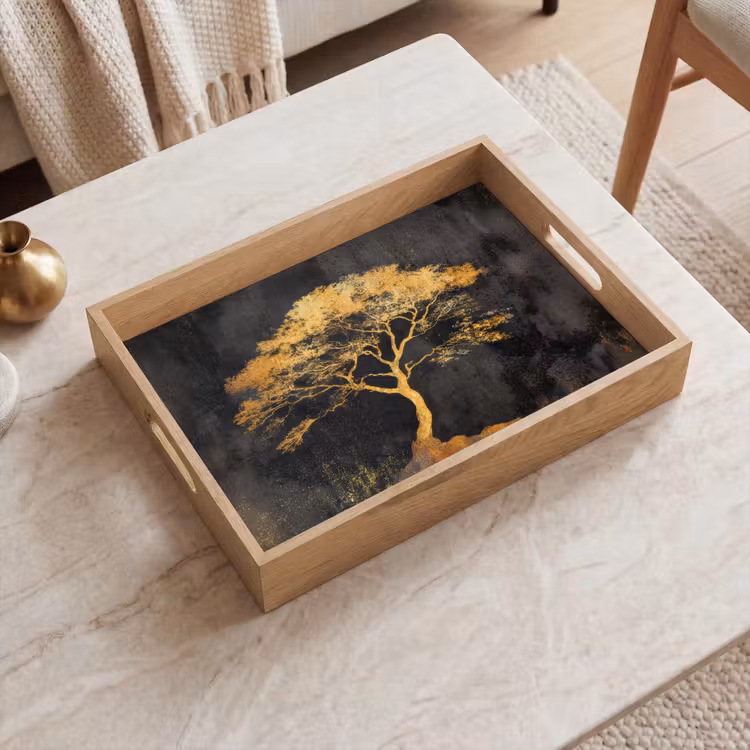 Tray - Tree - Painting - Gold - Abstract — 2
