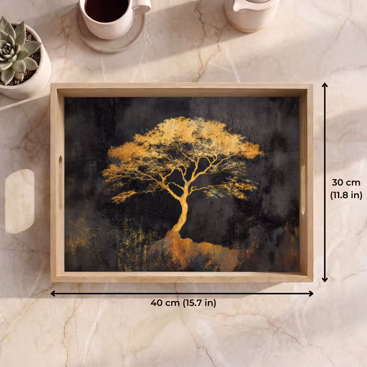 Tray - Tree - Painting - Gold - Abstract — 7