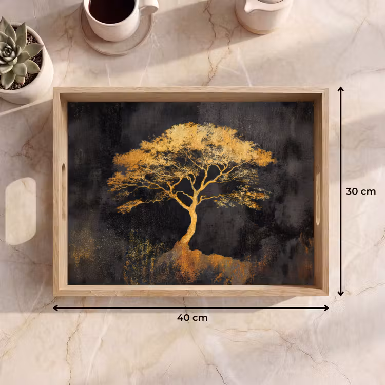 Tray - Tree - Painting - Gold - Abstract — 8