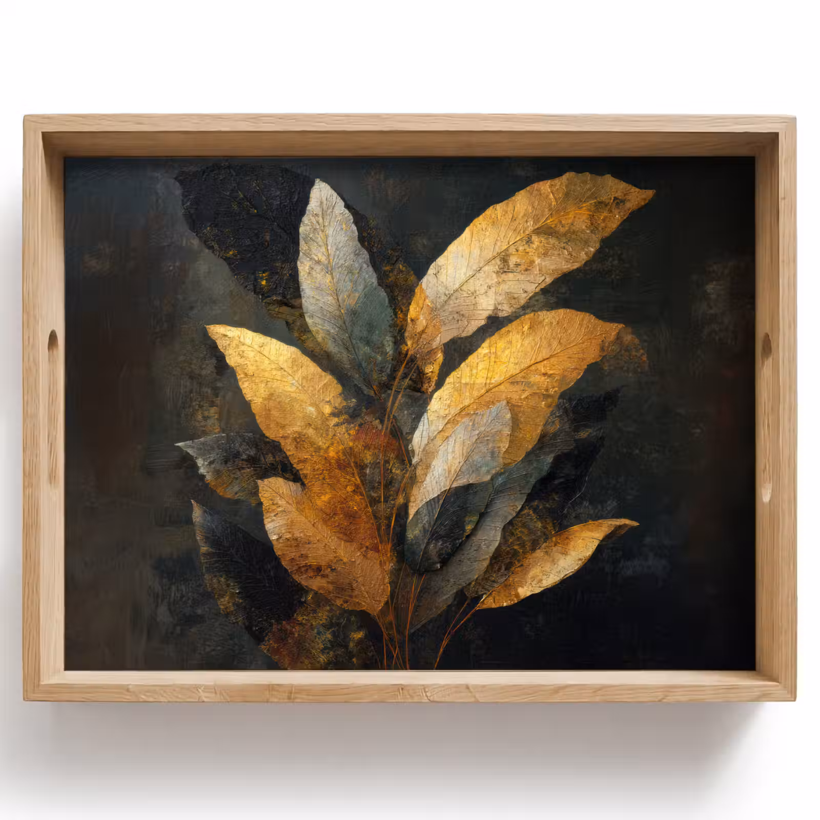 Tray - Golden Leaf Composition - Botanical Luxury — 1