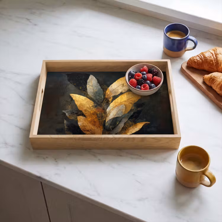 Tray - Golden Leaf Composition - Botanical Luxury — 3