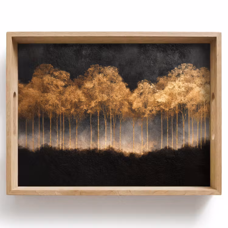 Tray - Golden Trees in Foggy Landscape — 1