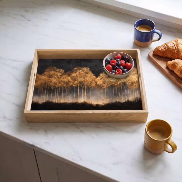 Tray - Golden Trees in Foggy Landscape — 3
