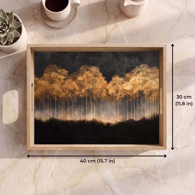 Tray - Golden Trees in Foggy Landscape — 7