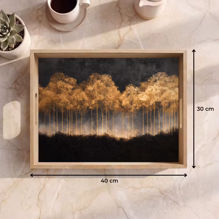Tray - Golden Trees in Foggy Landscape — 8