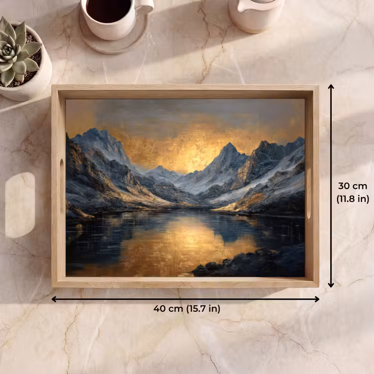 Tray - Mountain Scenery with Golden Sunset — 7